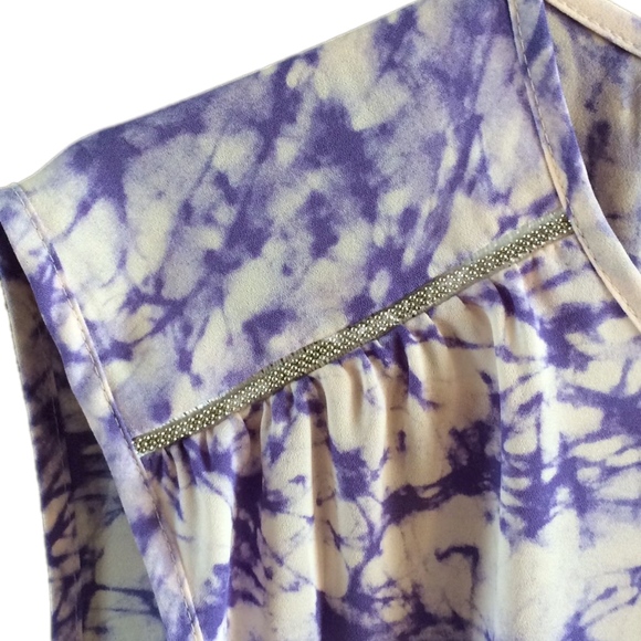 JUICY COUTURE Top Blouse Tie-Dye Sequin Peasant Boho Purple - Picture 4 of 8